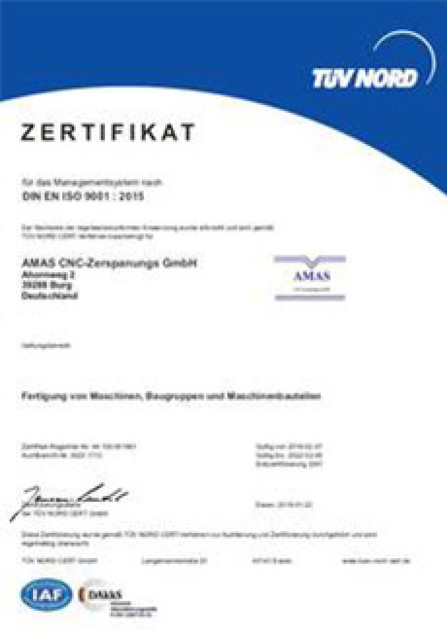 AMAS Qualitätsmanagement nach ISO 9001:2015